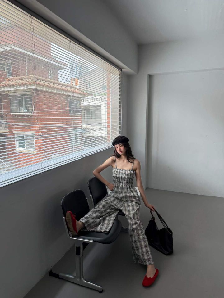 HEY/TO SEWING韓國直郵女士新品26夏季人氣時尚連體褲格子BY HEY/TO SEWING連體褲