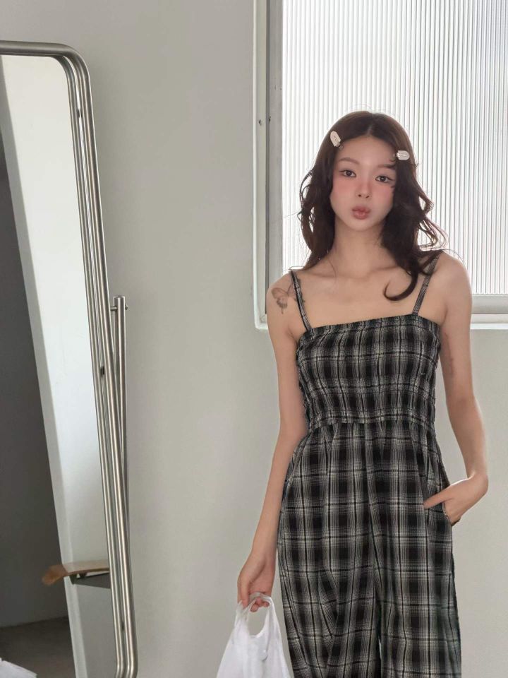 HEY/TO SEWING韓國直郵女士新品26夏季人氣時尚連體褲格子BY HEY/TO SEWING連體褲