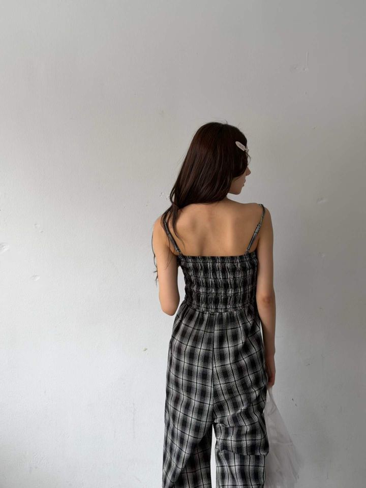 HEY/TO SEWING韓國直郵女士新品26夏季人氣時尚連體褲格子BY HEY/TO SEWING連體褲