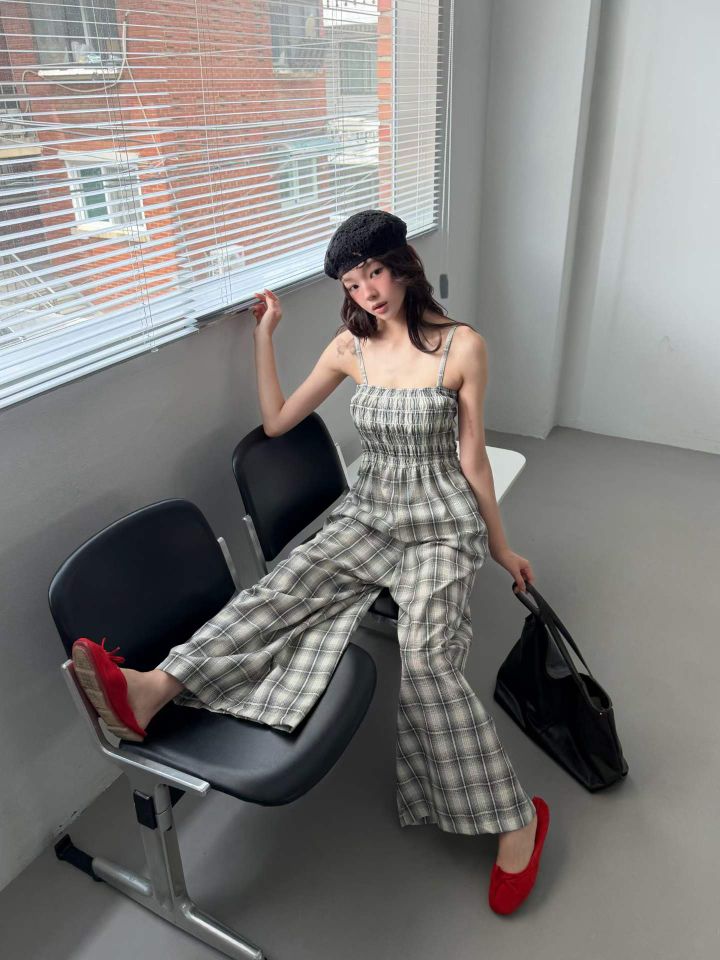 HEY/TO SEWING韓國直郵女士新品26夏季人氣時尚連體褲格子BY HEY/TO SEWING連體褲