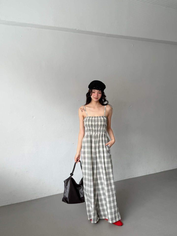 HEY/TO SEWING韓國直郵女士新品26夏季人氣時尚連體褲格子BY HEY/TO SEWING連體褲