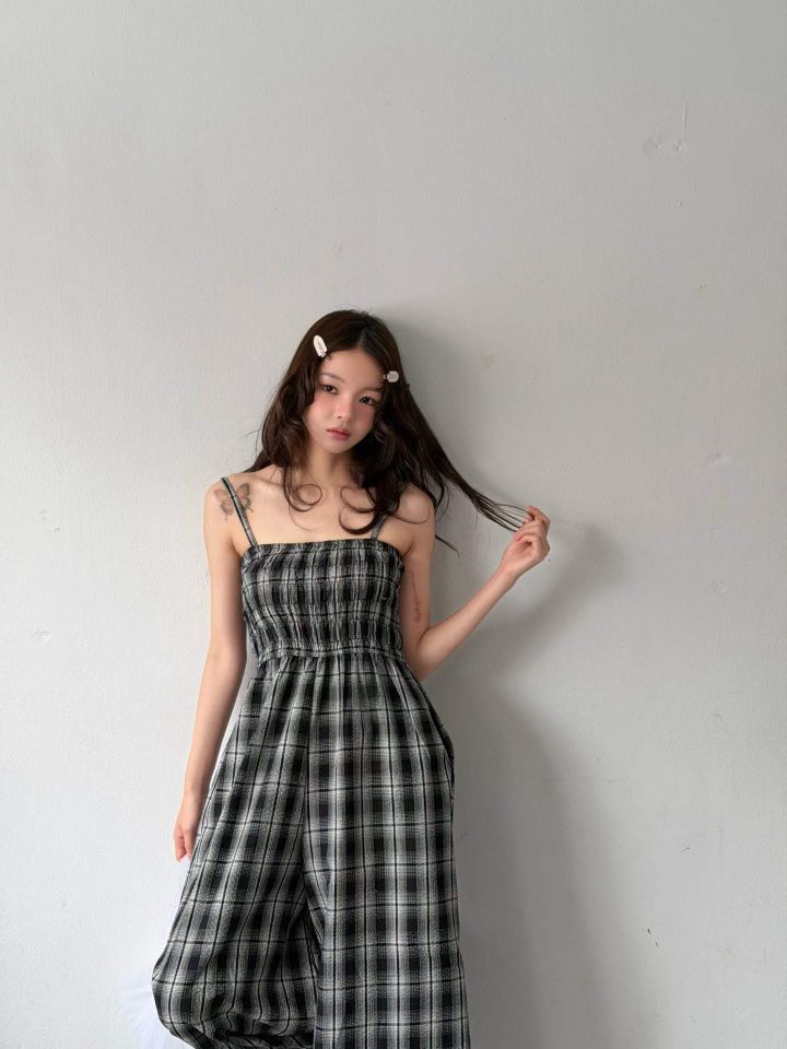 HEY/TO SEWING韓國直郵女士新品26夏季人氣時尚連體褲格子BY HEY/TO SEWING連體褲