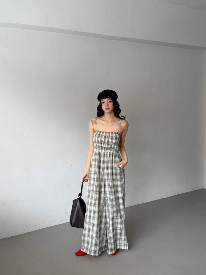 HEY/TO SEWING韓國直郵女士新品26夏季人氣時尚連體褲格子BY HEY/TO SEWING連體褲圖色2