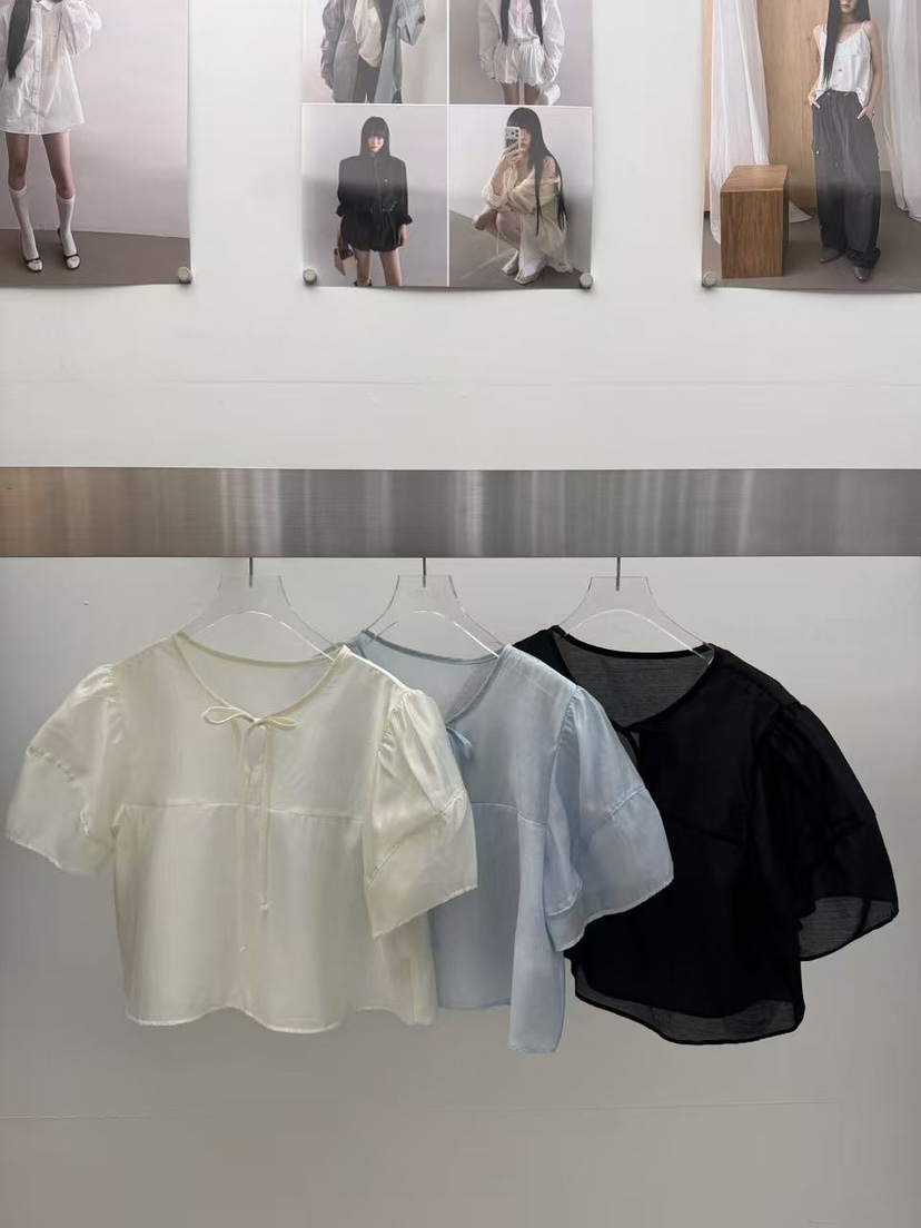 AMOOD韓國東大門代購女裝新款26夏季熱賣人氣襯衫蕾絲衫透明AMOOD襯衫/蕾絲衫