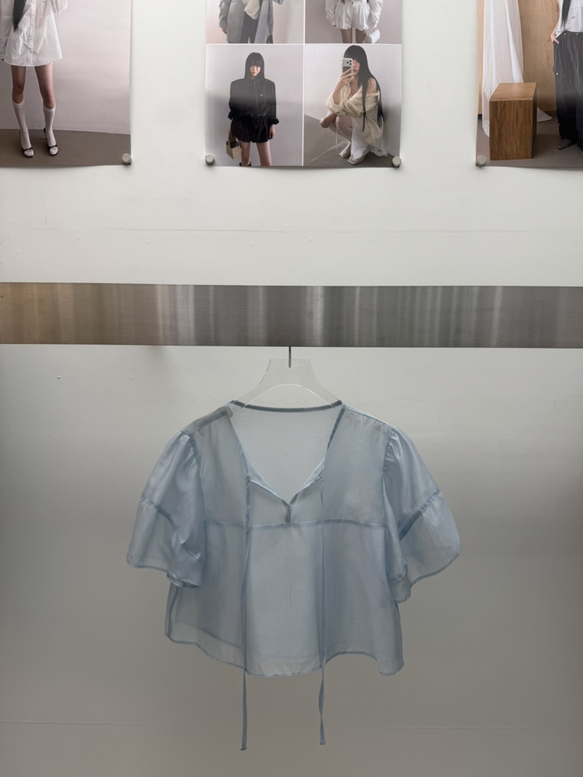 AMOOD韓國東大門代購女裝新款26夏季熱賣人氣襯衫蕾絲衫透明AMOOD襯衫/蕾絲衫圖色2