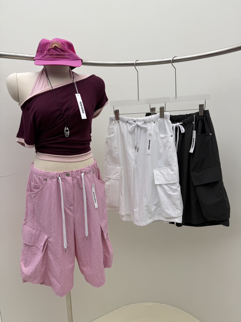 SEOLO韓國直郵實拍女裝新品26夏季推薦時尚熱賣人氣短褲尼龍Seolo seoul短褲