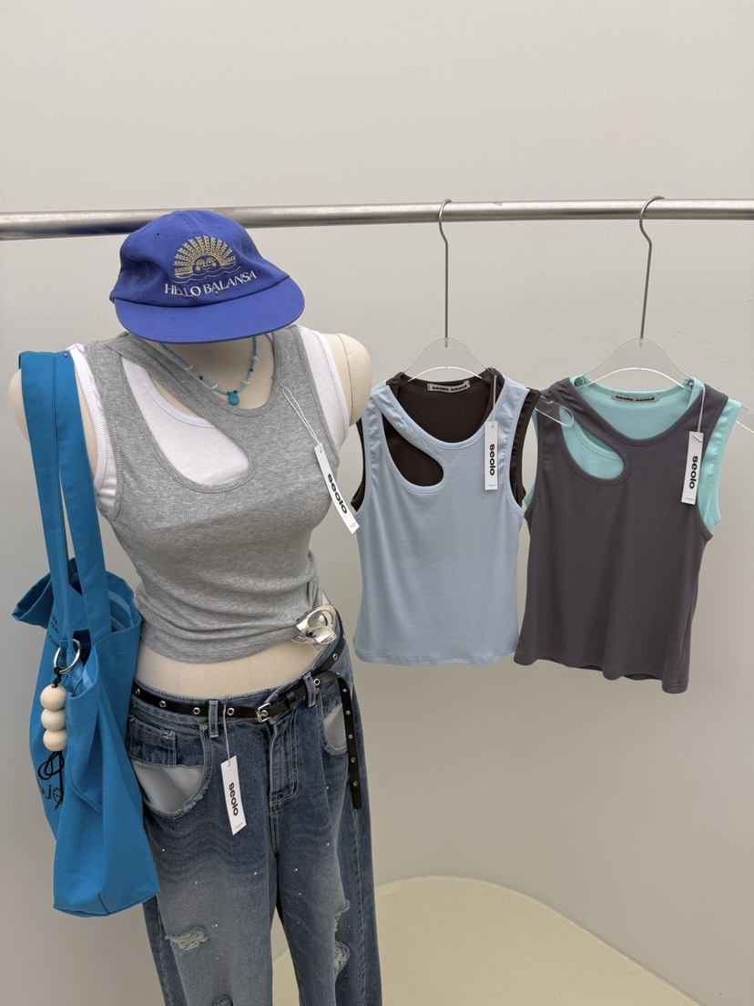 SEOLO韓國直郵實拍女裝新款推薦熱賣26夏季吊帶背心假兩件無袖Seolo seoul吊帶/背心