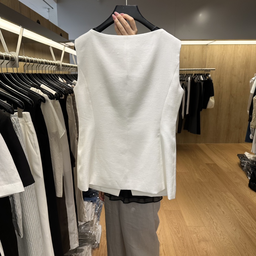 LEFANCY韓國代購女士新款休閑推薦熱賣人氣時尚馬甲修身亞麻LEFANCY馬甲