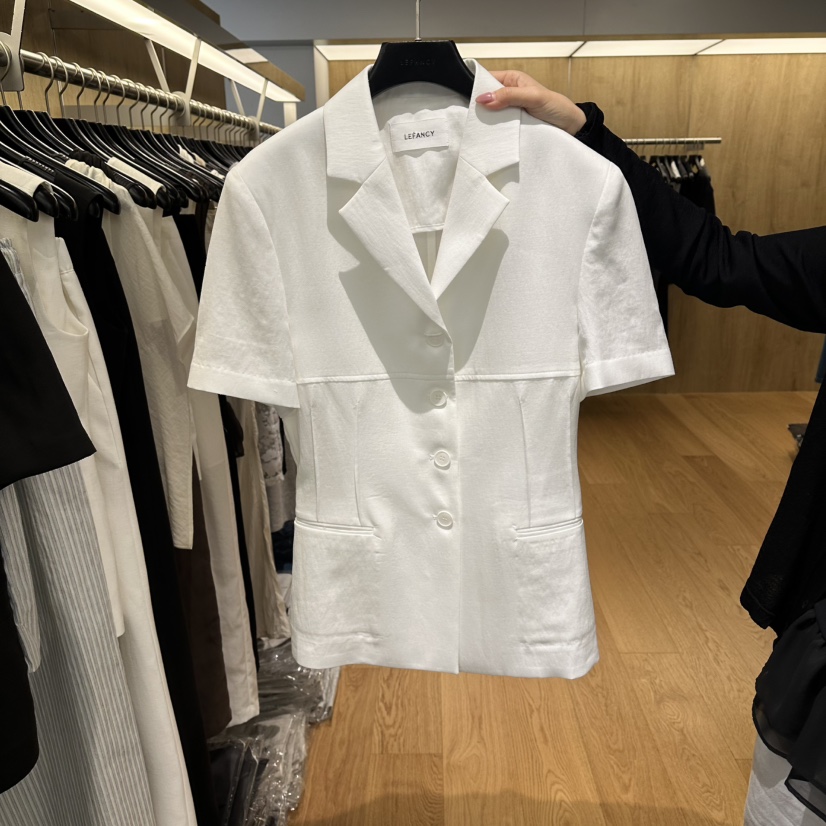 LEFANCY韓國直郵實拍女士新品人氣熱賣時尚夾克亞麻布褶裥LEFANCY夾克圖色1