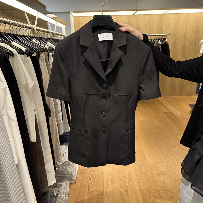 LEFANCY韓國直郵實拍女士新品人氣熱賣時尚夾克亞麻布褶裥LEFANCY夾克圖色2