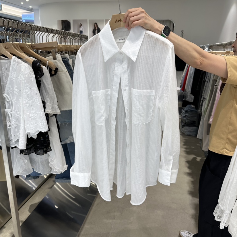 ACKER韓國直郵實拍女裝新款時尚推薦熱賣襯衫蕾絲衫不含內搭ACKER襯衫/蕾絲衫圖色2白色