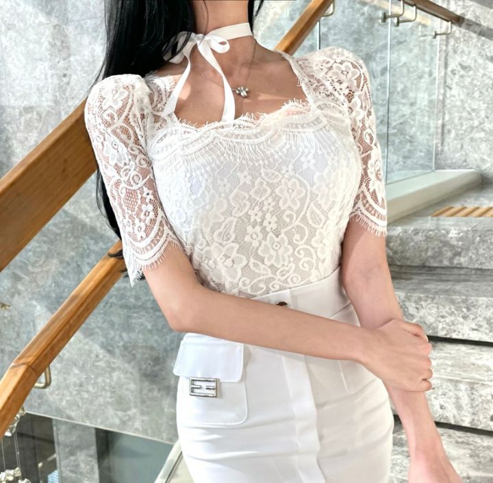 HIGH HEELS東大門實拍韓國女裝新品26夏季休閑襯衫蕾絲衫HIGH HEELS襯衫/蕾絲衫