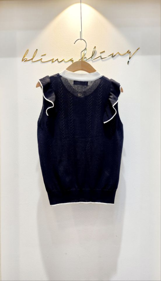 BLING BLING-S/RICO韓國直郵實拍女裝新品吊帶背心荷葉邊無袖BLING BLING-S/RICO吊帶/背心