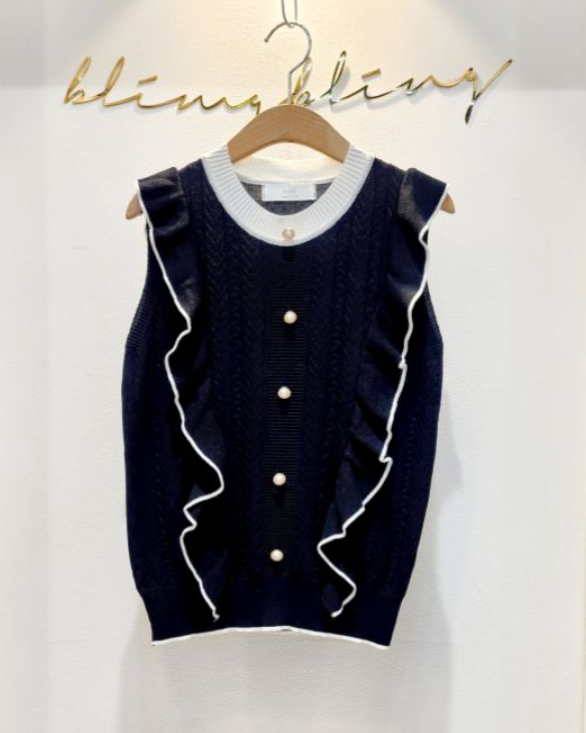 BLING BLING-S/RICO韓國直郵實拍女裝新品吊帶背心荷葉邊無袖BLING BLING-S/RICO吊帶/背心圖色1