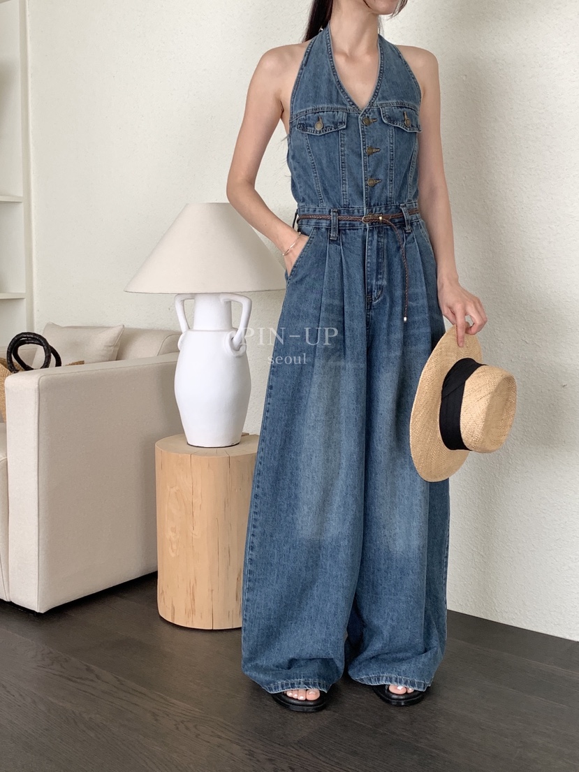 PIN-UP東大門實拍韓國女裝新品時尚休閑熱賣人氣連體褲露背PIN-UP連體褲