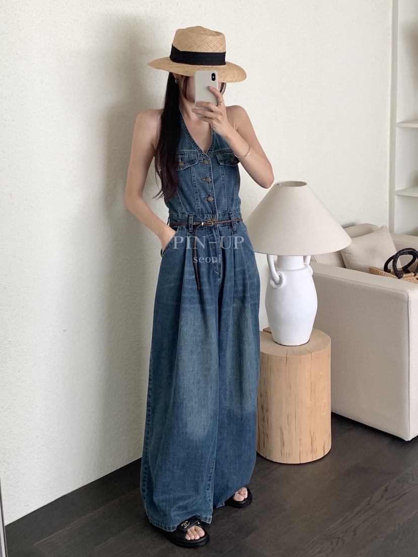 PIN-UP東大門實拍韓國女裝新品時尚休閑熱賣人氣連體褲露背PIN-UP連體褲