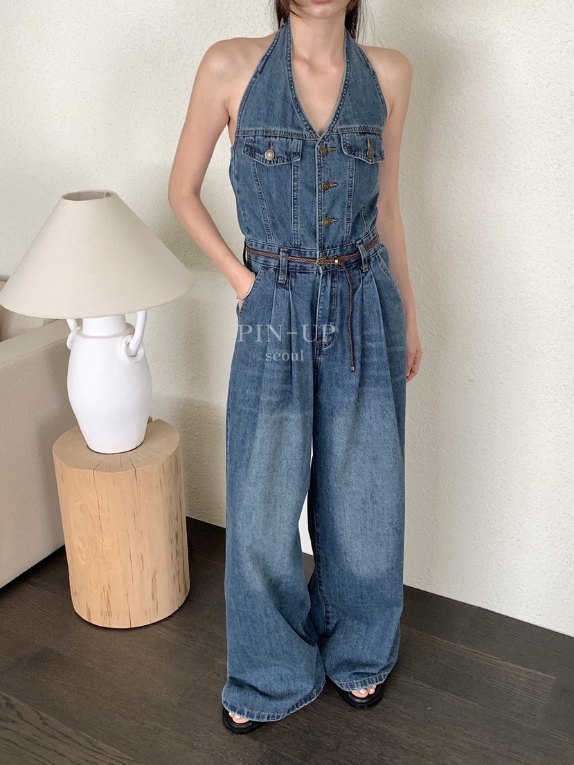 PIN-UP東大門實拍韓國女裝新品時尚休閑熱賣人氣連體褲露背PIN-UP連體褲