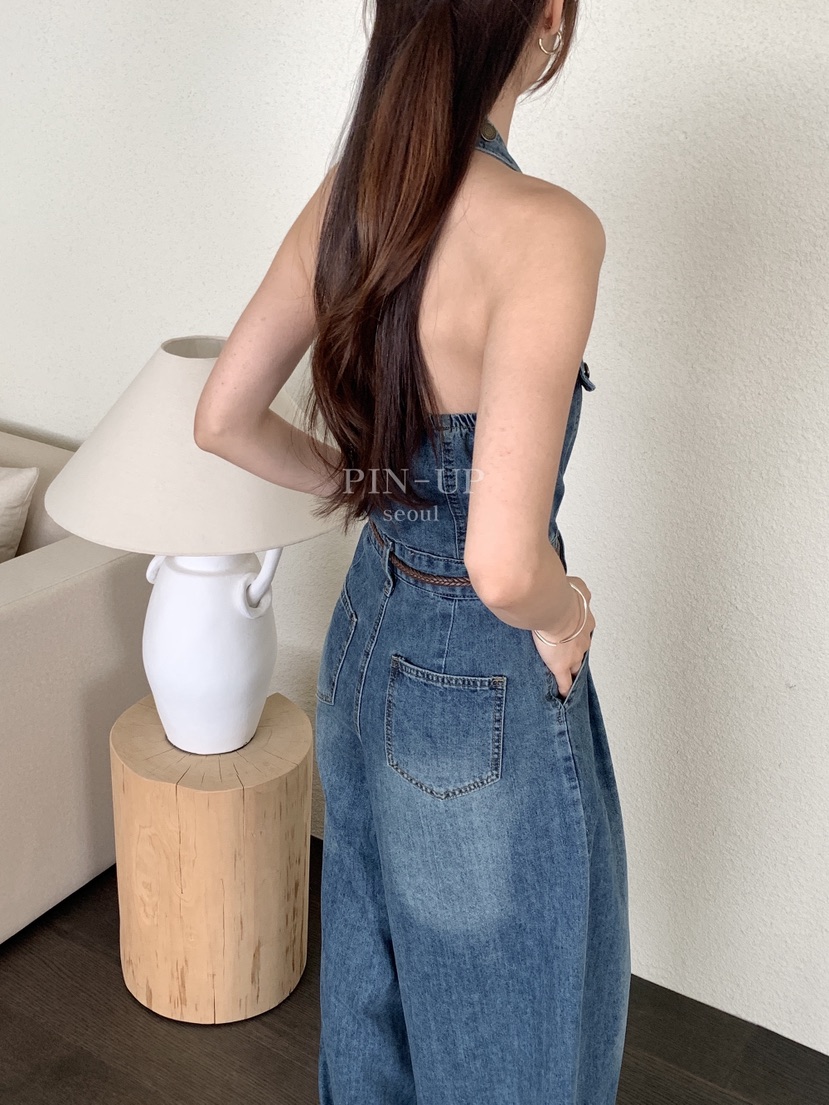 PIN-UP東大門實拍韓國女裝新品時尚休閑熱賣人氣連體褲露背PIN-UP連體褲