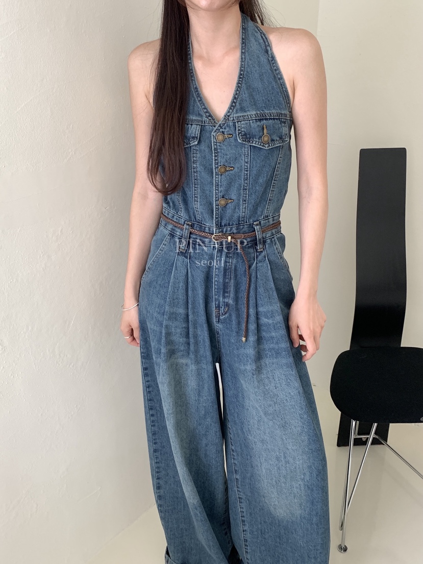PIN-UP東大門實拍韓國女裝新品時尚休閑熱賣人氣連體褲露背PIN-UP連體褲