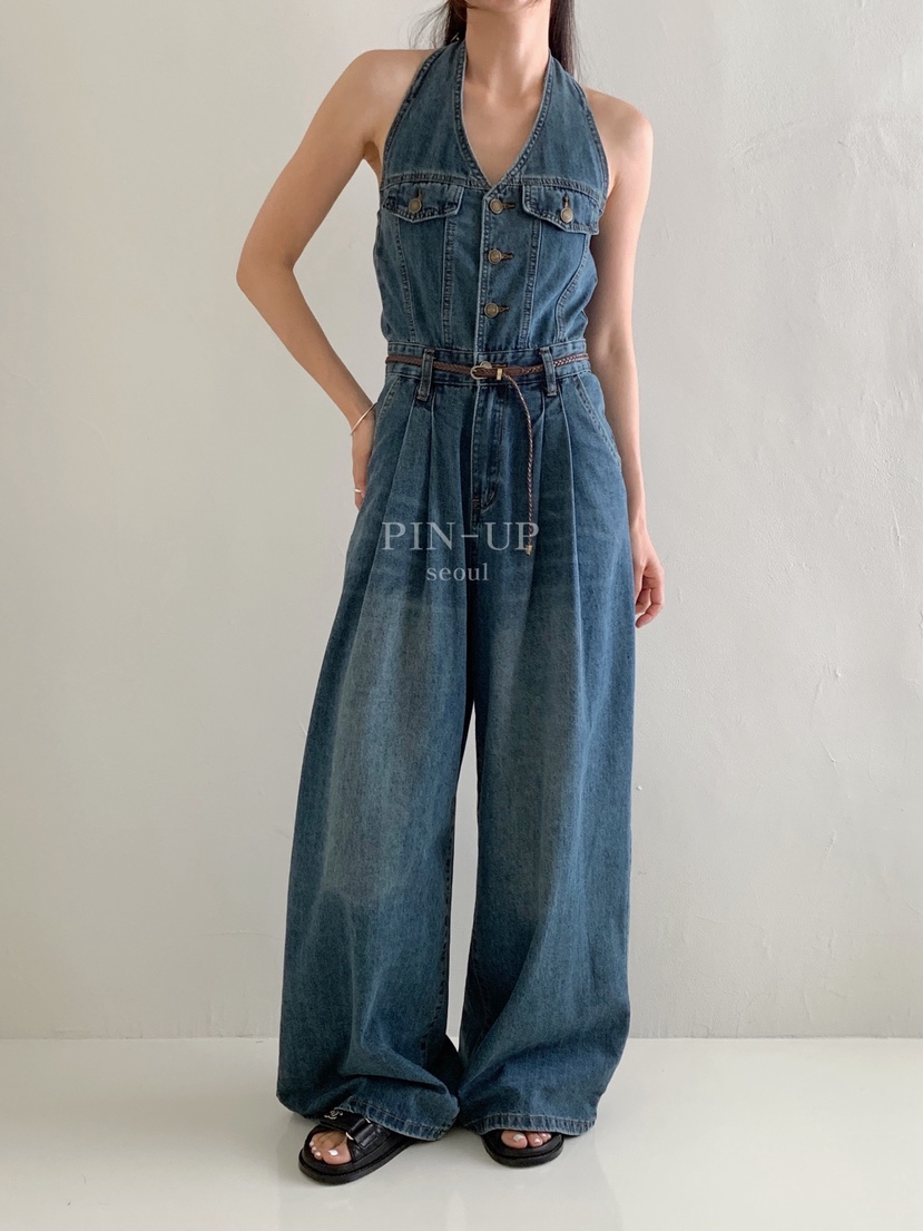 PIN-UP東大門實拍韓國女裝新品時尚休閑熱賣人氣連體褲露背PIN-UP連體褲