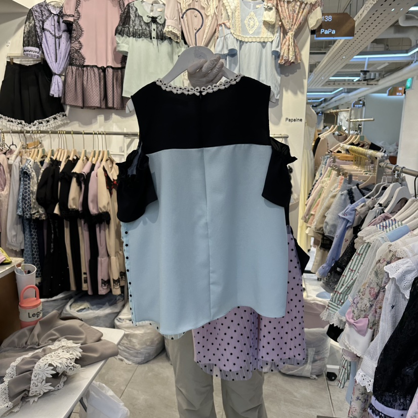 PAPA東大門實拍韓國女裝新品休閑時尚人氣襯衫蕾絲衫假兩件Papaine/HALMADE襯衫/蕾絲衫