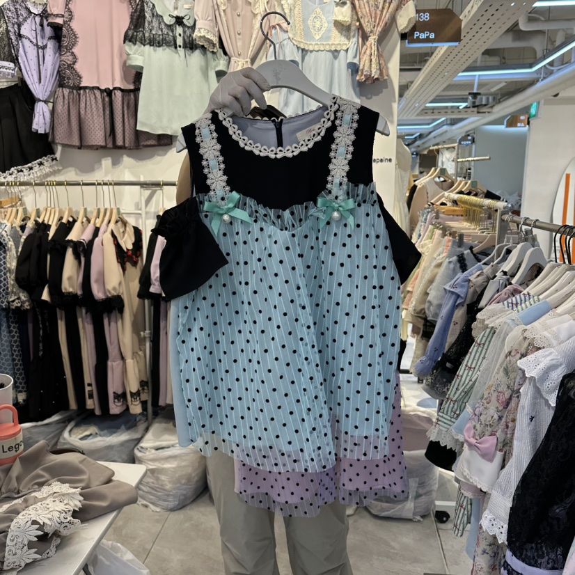 PAPA東大門實拍韓國女裝新品休閑時尚人氣襯衫蕾絲衫假兩件Papaine/HALMADE襯衫/蕾絲衫圖色2