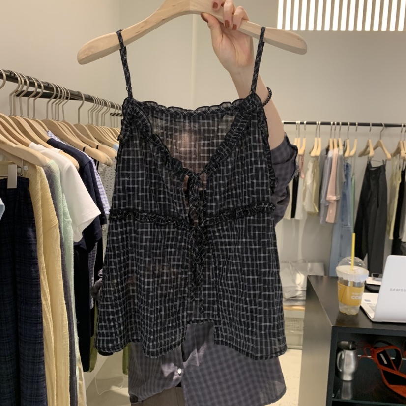 PLATE韓國直郵女士新品26夏季推薦人氣時尚休閑熱賣吊帶背心ANOTHER PLATE MOOD WEAR吊帶/背心圖色1