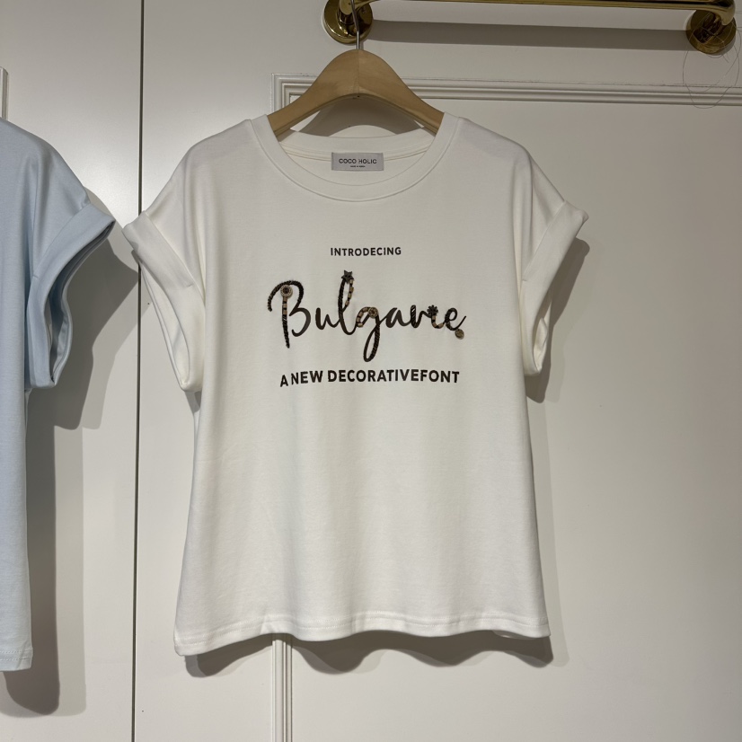 COCO HOLIC韓國東大門直郵女士新款26夏季熱賣時尚T恤刺繡COCO HOLICT恤圖色1