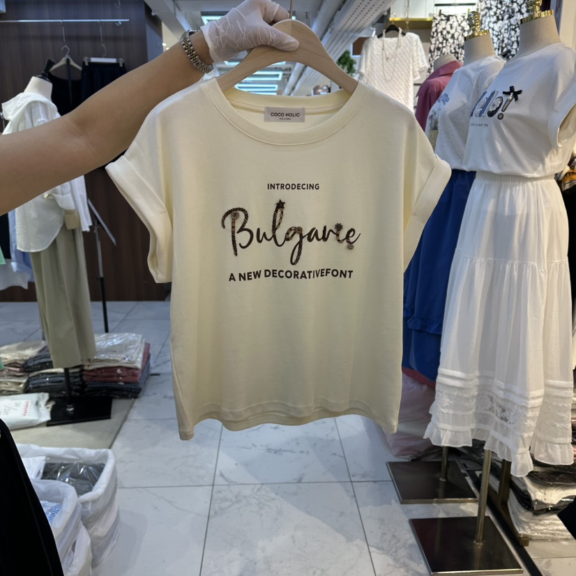 COCO HOLIC韓國東大門直郵女士新款26夏季熱賣時尚T恤刺繡COCO HOLICT恤圖色2