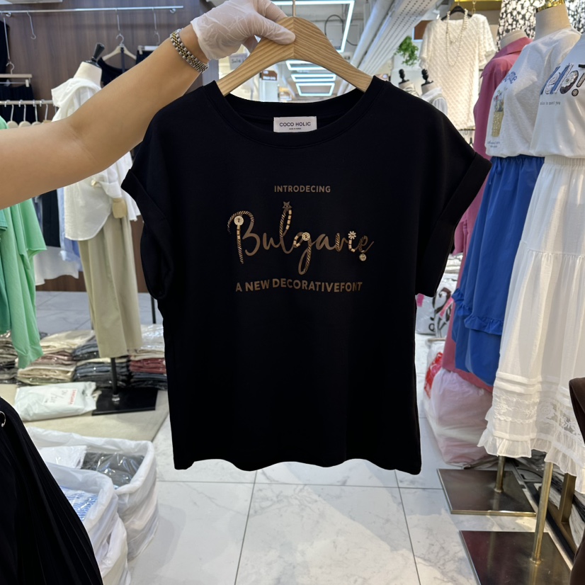 COCO HOLIC韓國東大門直郵女士新款26夏季熱賣時尚T恤刺繡COCO HOLICT恤圖色4