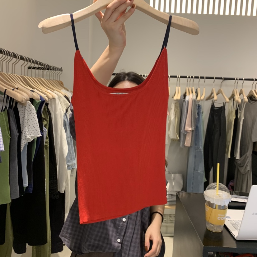 PLATE韓國直郵女士新品時尚推薦人氣休閑26夏季熱賣吊帶背心ANOTHER PLATE MOOD WEAR吊帶/背心圖色1