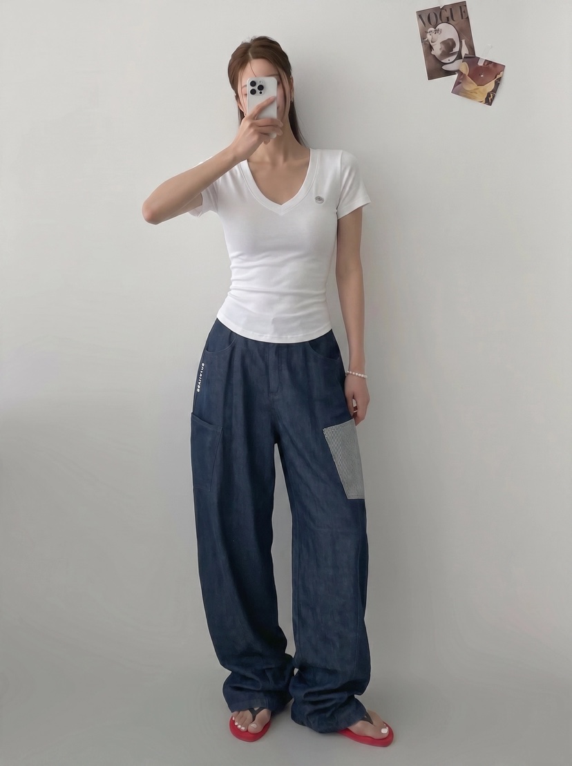 IAAN韓國東大門代購女士新品推薦休閑時尚熱賣休閑褲口袋iaAn休閑褲