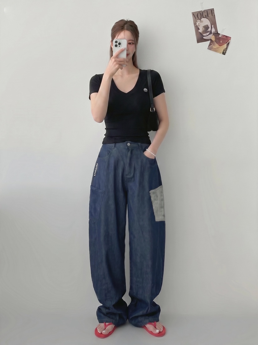 IAAN韓國東大門代購女士新品推薦休閑時尚熱賣休閑褲口袋iaAn休閑褲