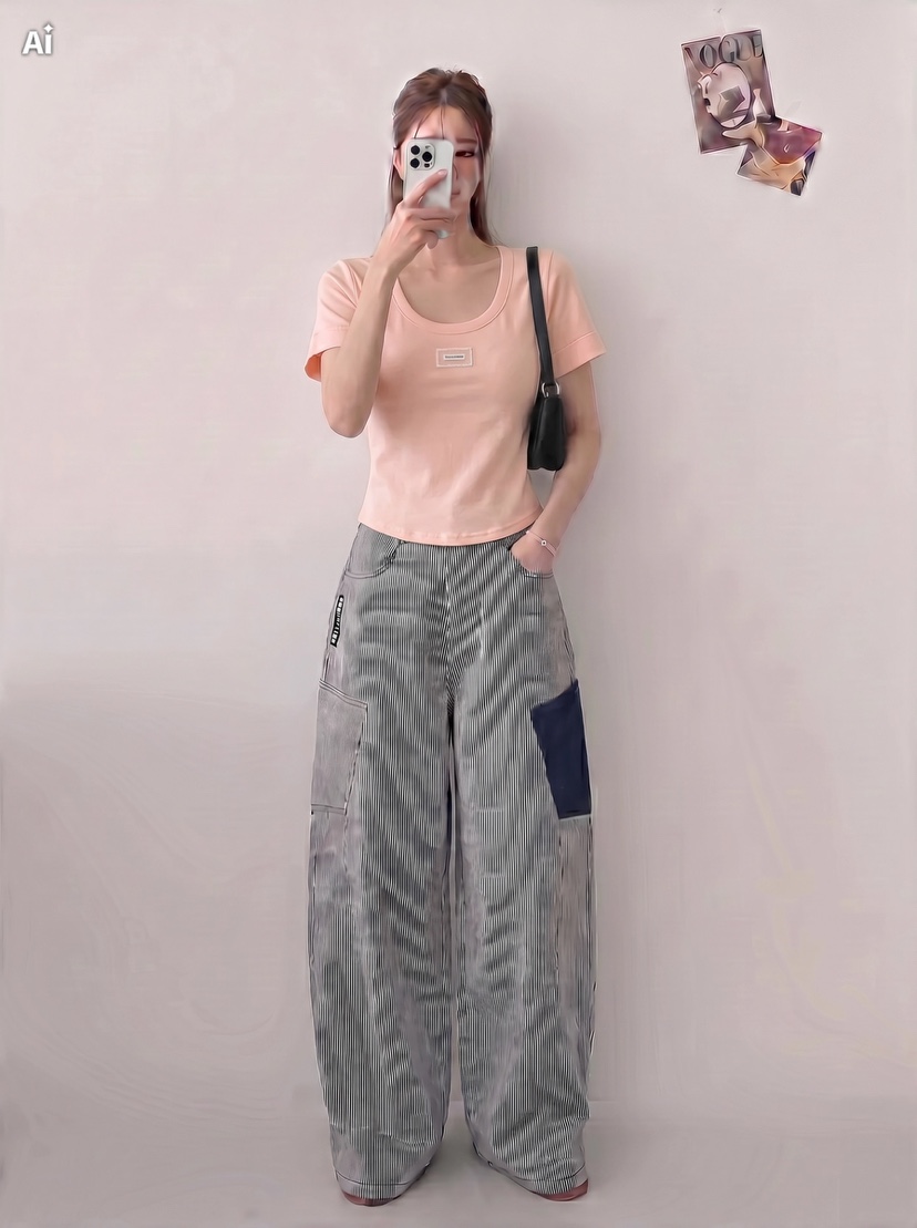 IAAN韓國東大門代購女士新品推薦休閑時尚熱賣休閑褲口袋iaAn休閑褲