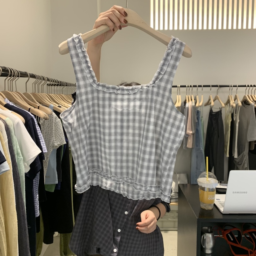 PLATE韓國東大門代購女士新品人氣熱賣推薦休閑26夏季吊帶背心ANOTHER PLATE MOOD WEAR吊帶/背心