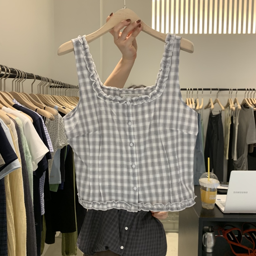 PLATE韓國東大門代購女士新品人氣熱賣推薦休閑26夏季吊帶背心ANOTHER PLATE MOOD WEAR吊帶/背心圖色1