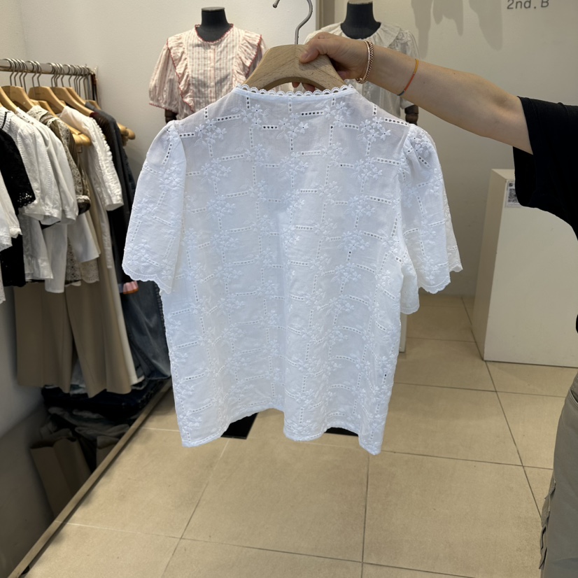 2nd B-S韓國東大門代購女裝新款推薦26夏季襯衫蕾絲衫刺繡2nd B-S襯衫/蕾絲衫