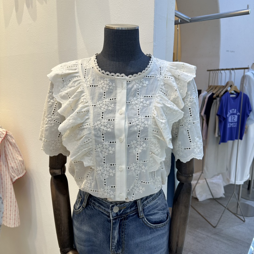 2nd B-S韓國東大門代購女裝新款推薦26夏季襯衫蕾絲衫刺繡2nd B-S襯衫/蕾絲衫圖色2