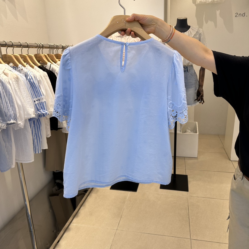 2nd B-S韓國直郵女裝新品休閑推薦26夏季襯衫蕾絲衫刺繡2nd B-S襯衫/蕾絲衫