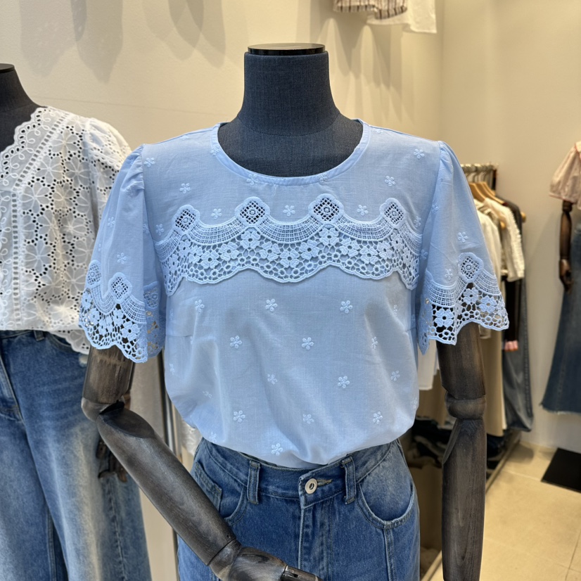 2nd B-S韓國直郵女裝新品休閑推薦26夏季襯衫蕾絲衫刺繡2nd B-S襯衫/蕾絲衫圖色1