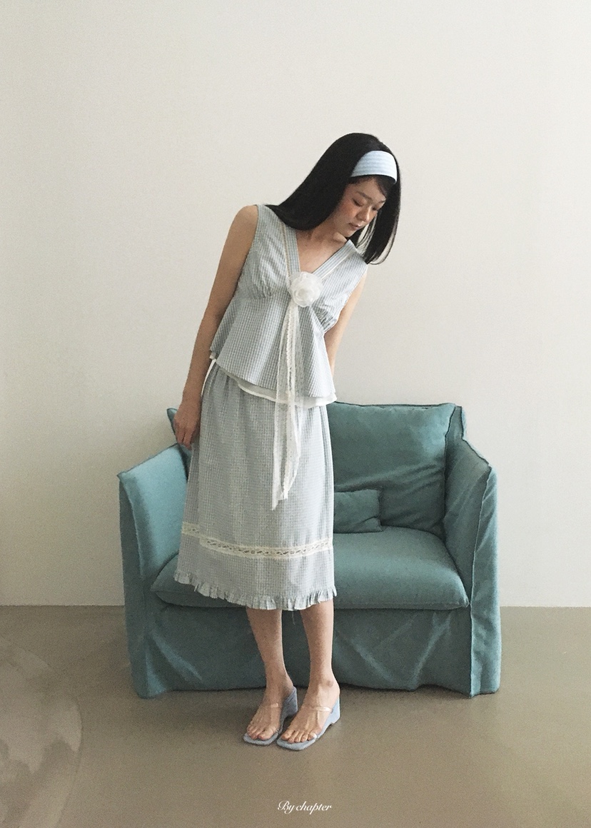 BY CHAPTER東大門實拍韓國女裝新品熱賣半身裙中短裙格紋BY Chapter半身裙/中短裙