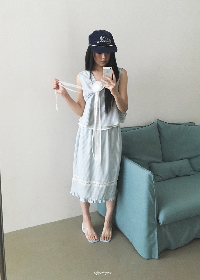 BY CHAPTER東大門實拍韓國女裝新品熱賣半身裙中短裙格紋BY Chapter半身裙/中短裙