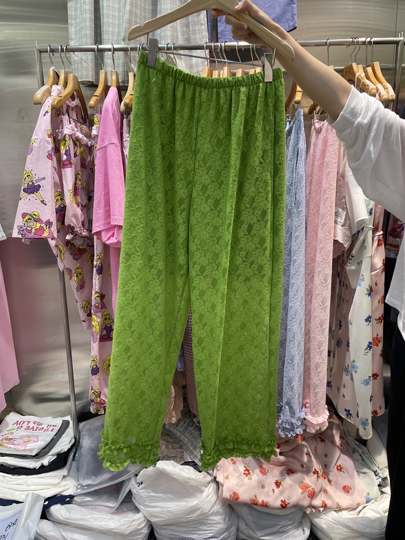 MENDL S韓國直郵女士新品時尚推薦26夏季熱賣休閑褲蕾絲花MENDL S休閑褲圖色2