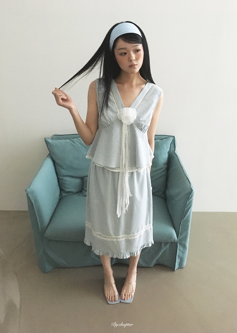 BY CHAPTER韓國直郵實拍女裝新品人氣吊帶背心不含飾品格紋BY Chapter吊帶/背心