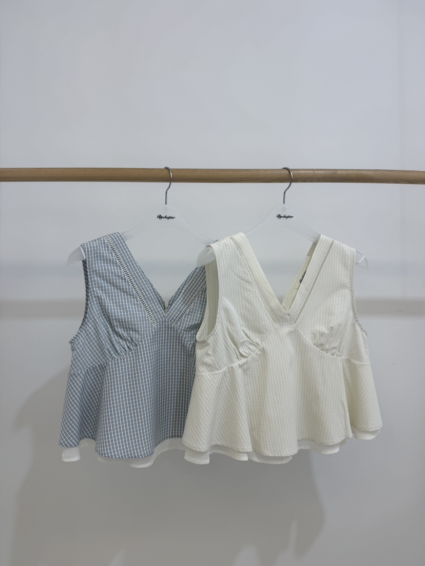 BY CHAPTER韓國直郵實拍女裝新品人氣吊帶背心不含飾品格紋BY Chapter吊帶/背心