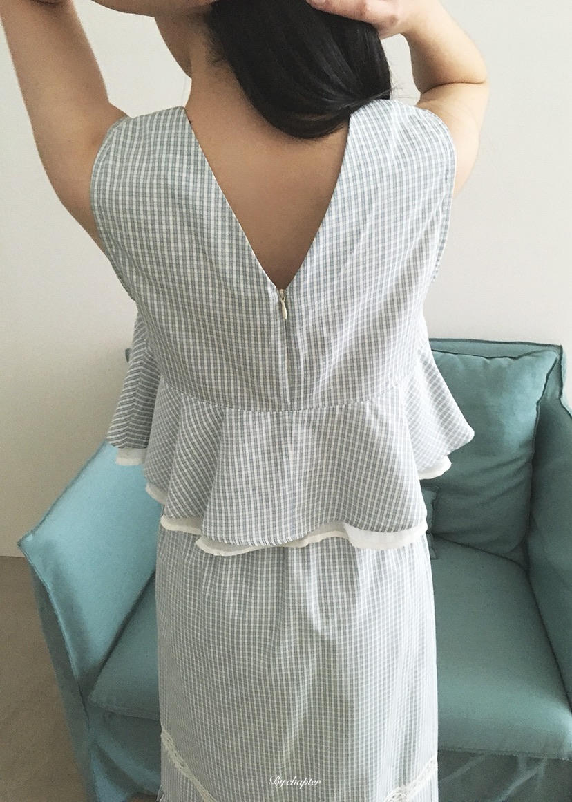 BY CHAPTER韓國直郵實拍女裝新品人氣吊帶背心不含飾品格紋BY Chapter吊帶/背心