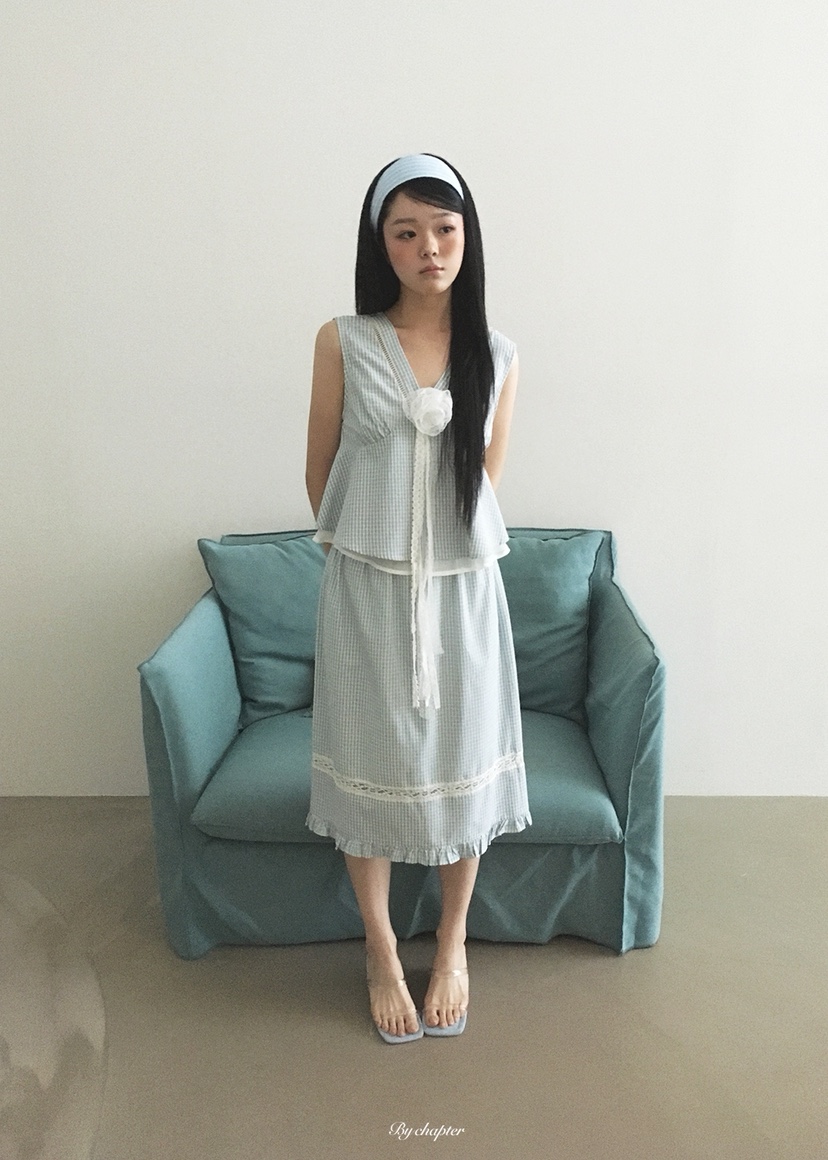 BY CHAPTER韓國直郵實拍女裝新品人氣吊帶背心不含飾品格紋BY Chapter吊帶/背心