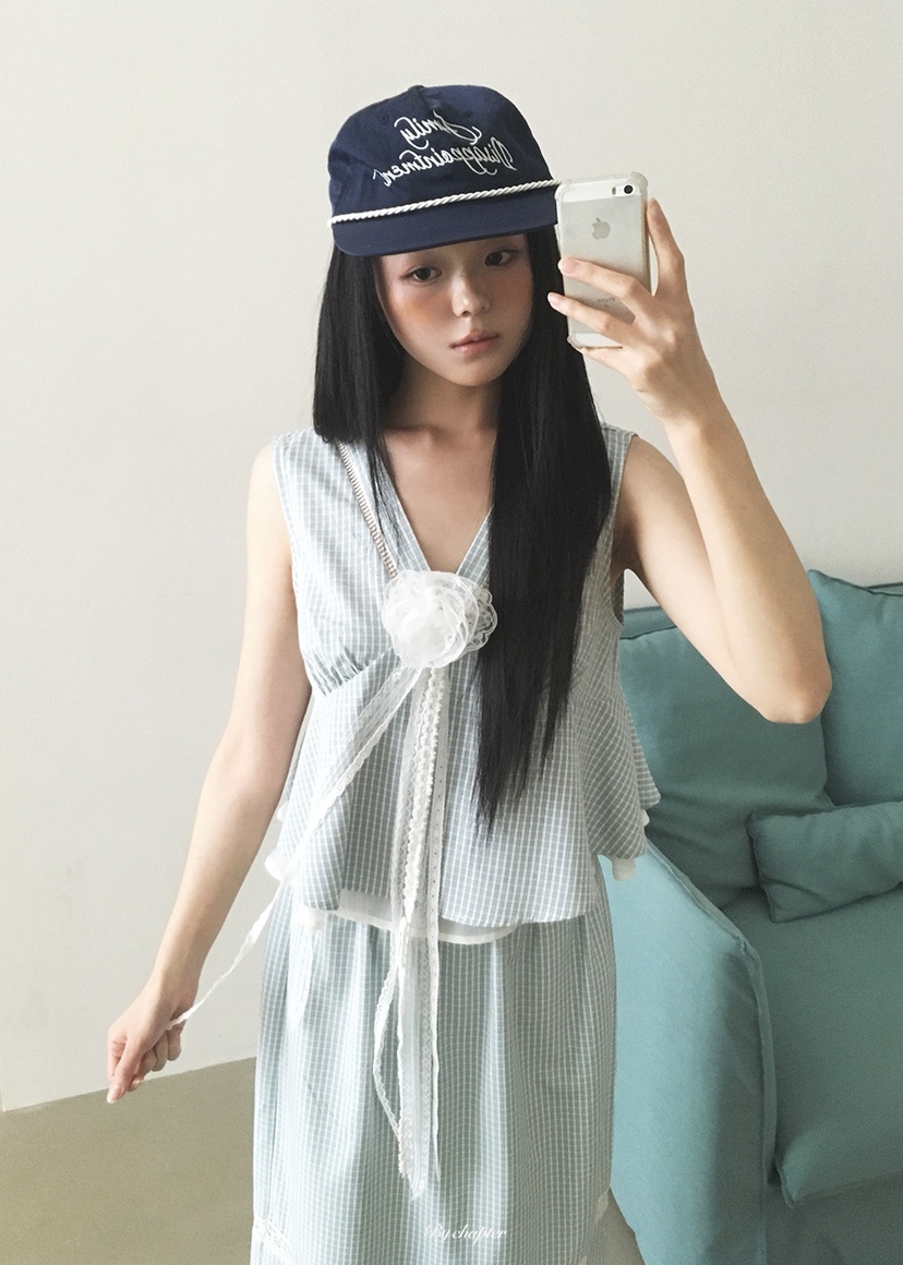 BY CHAPTER韓國直郵實拍女裝新品人氣吊帶背心不含飾品格紋BY Chapter吊帶/背心圖色2