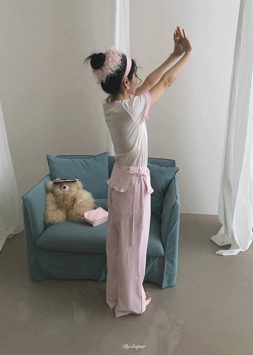 BY CHAPTER韓國東大門直郵女士新品熱賣休閑休閑褲含腰帶BY Chapter休閑褲