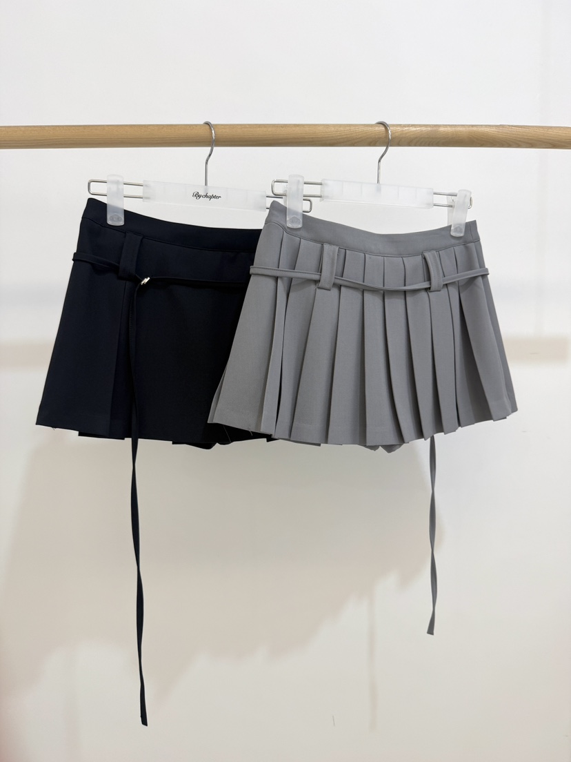 BY CHAPTER韓國東大門直郵女士新品熱賣裙褲含腰繩百褶褶裙BY Chapter裙褲